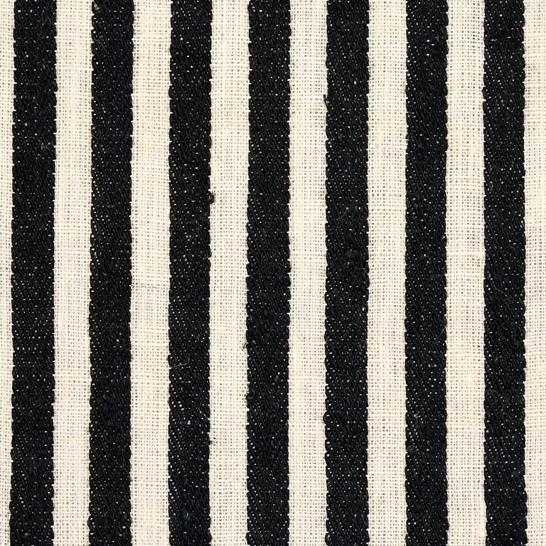 Schumacher 66096 Summerville Linen Stripe Black fabric swatch