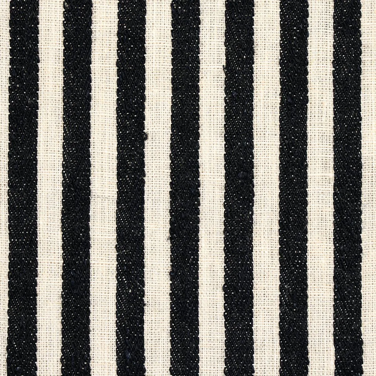 Schumacher 66096 Summerville Linen Stripe Black fabric swatch