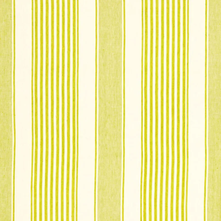 Schumacher 66091 Summerville Linen Stripe Limeade fabric swatch