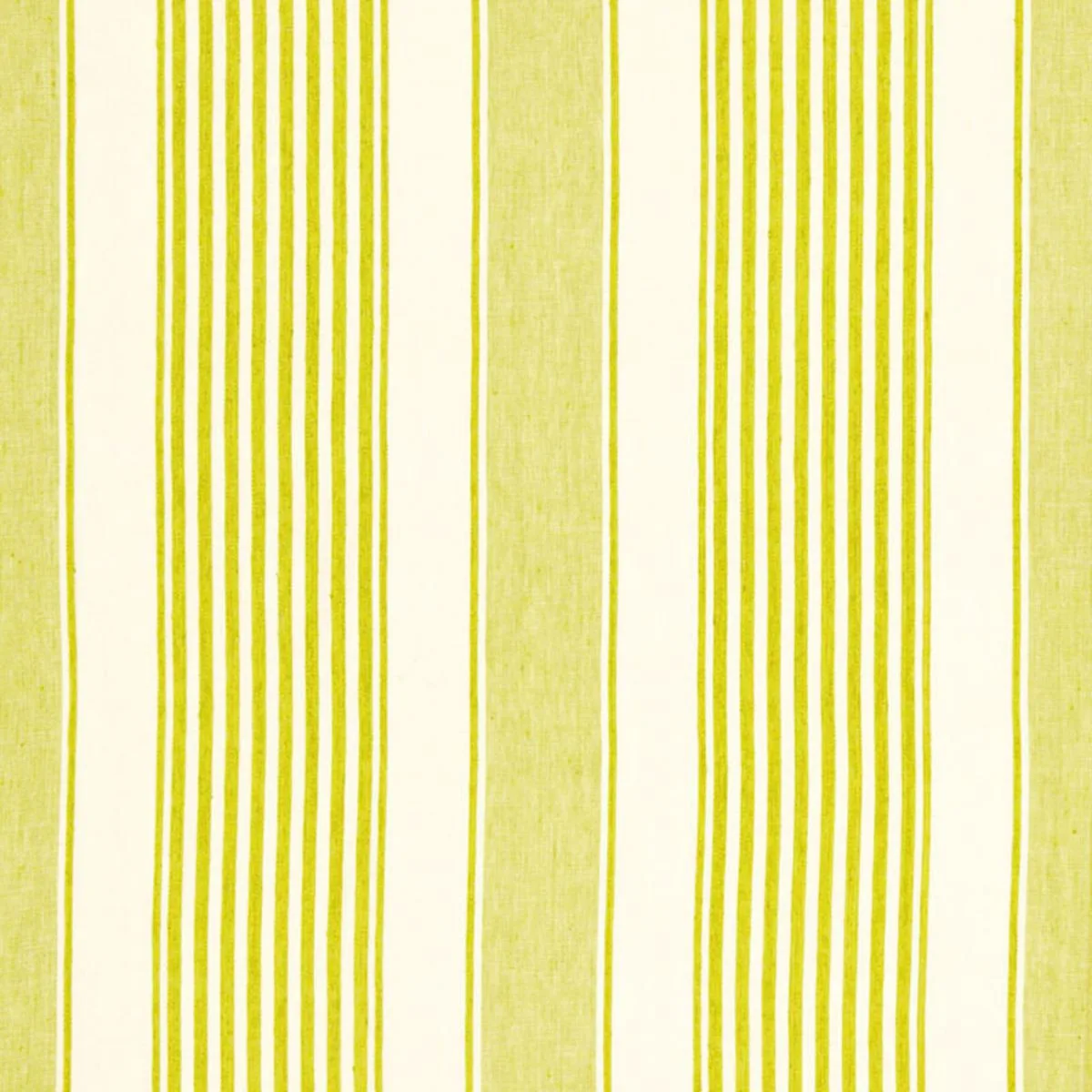 Schumacher 66091 Summerville Linen Stripe Limeade fabric swatch