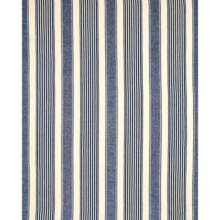 Schumacher 66095 Summerville Linen Stripe Navy fabric swatch
