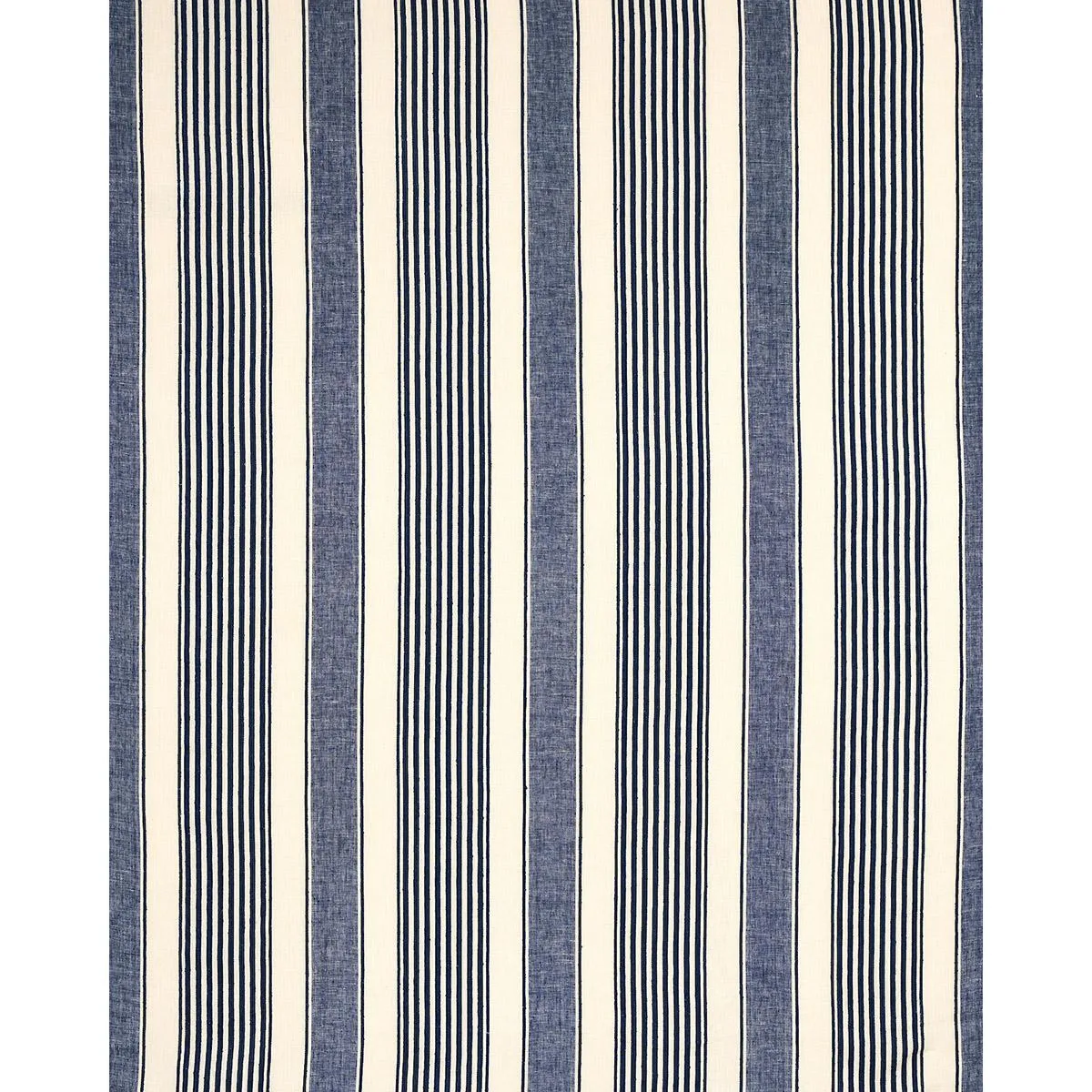 Schumacher 66095 Summerville Linen Stripe Navy fabric swatch