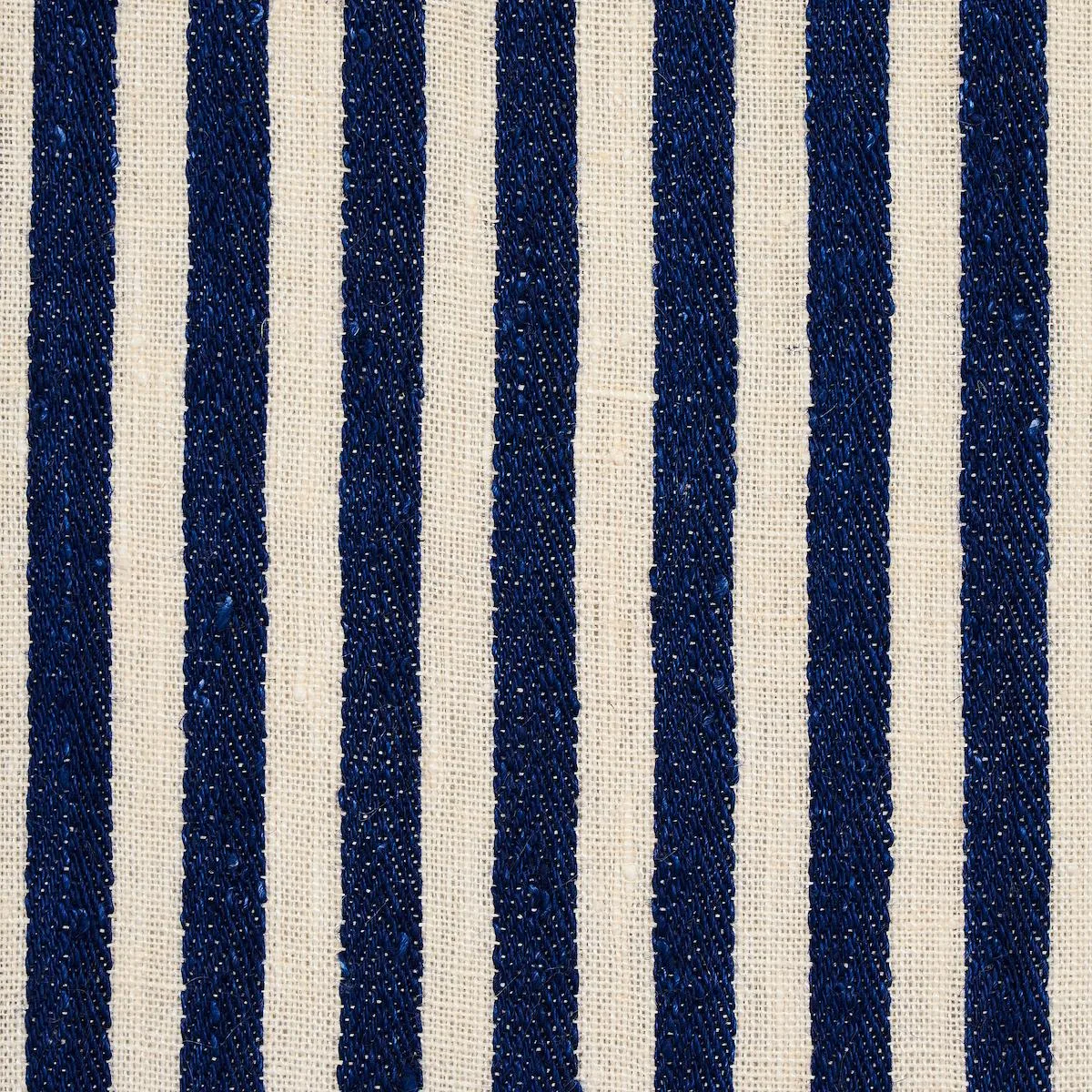 Schumacher 66095 Summerville Linen Stripe Navy fabric swatch