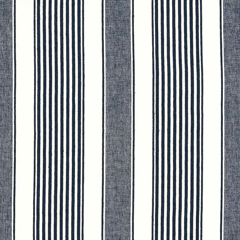 Schumacher 66095 Summerville Linen Stripe Navy fabric swatch