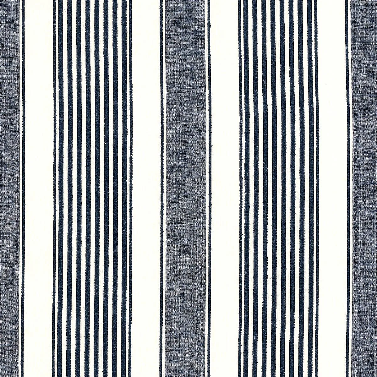 Schumacher 66095 Summerville Linen Stripe Navy fabric swatch