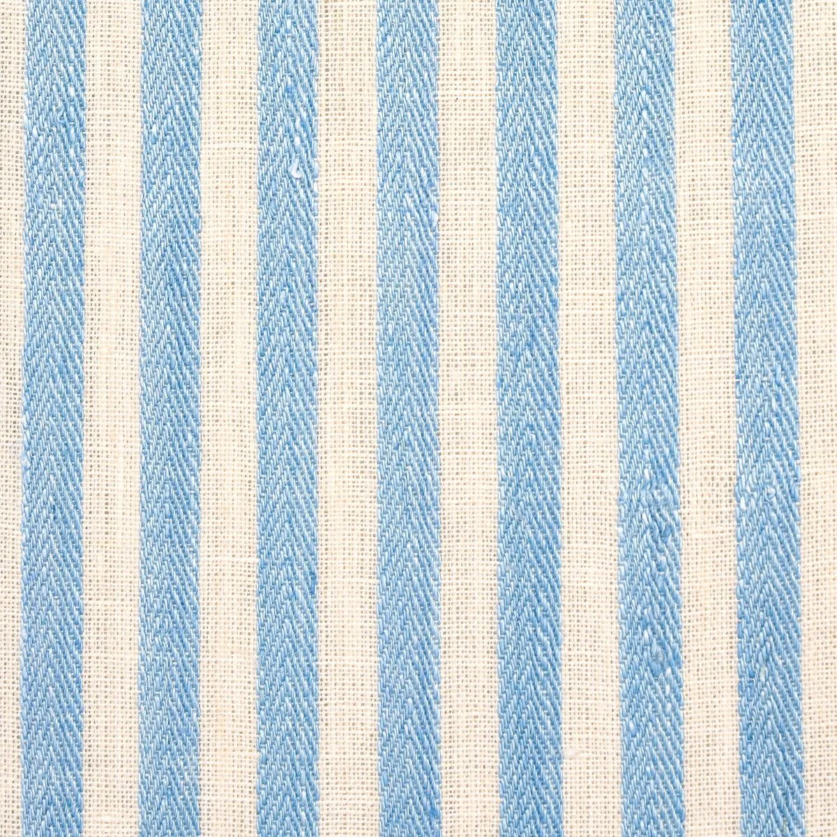 Schumacher 66094 Summerville Linen Stripe Sky fabric swatch