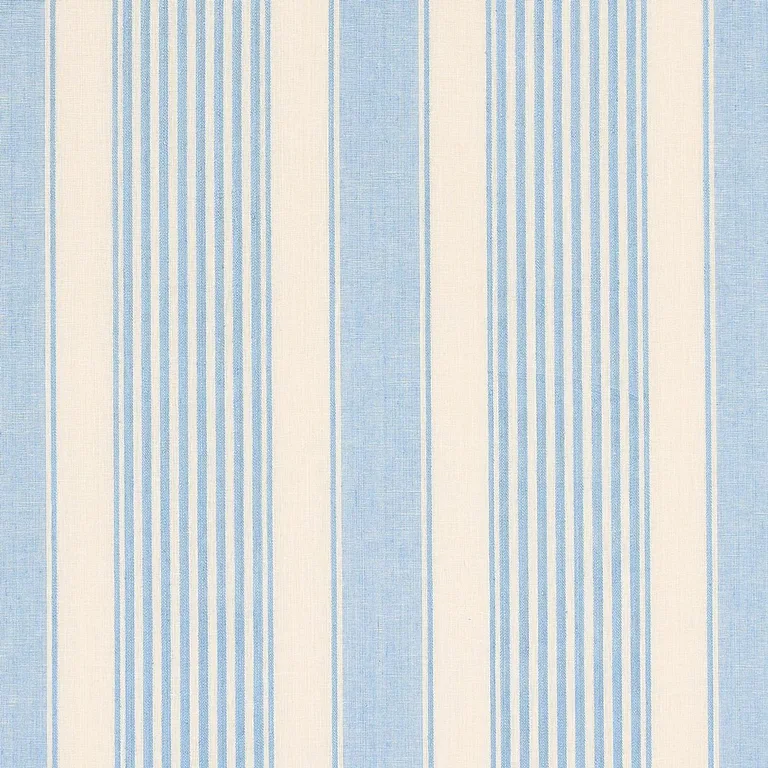Schumacher 66094 Summerville Linen Stripe Sky fabric swatch