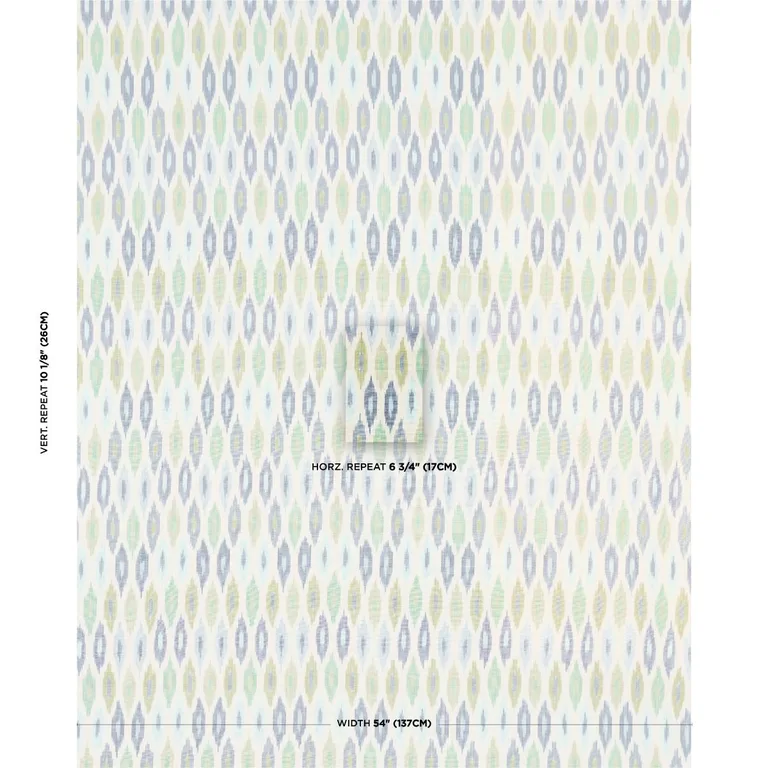 Schumacher 3471002 Sunara Ikat Peacock fabric swatch
