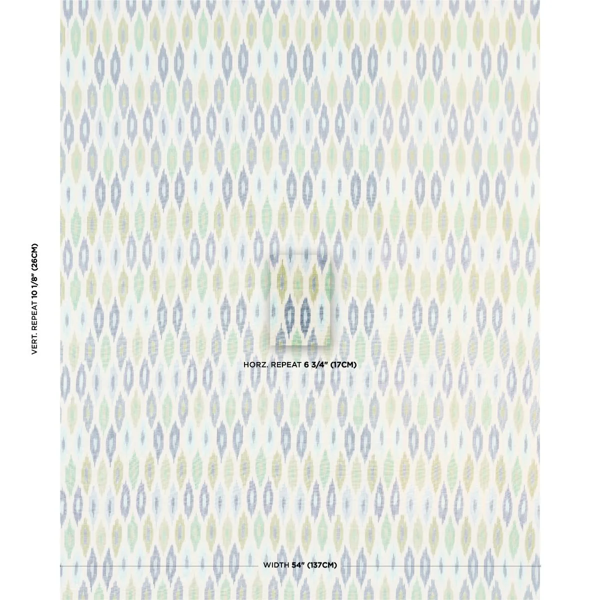 Schumacher 3471002 Sunara Ikat Peacock fabric swatch