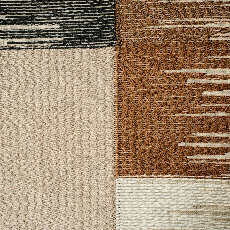 Schumacher 78400 Sunburst Stripe Embroidery Black & Neutral fabric swatch