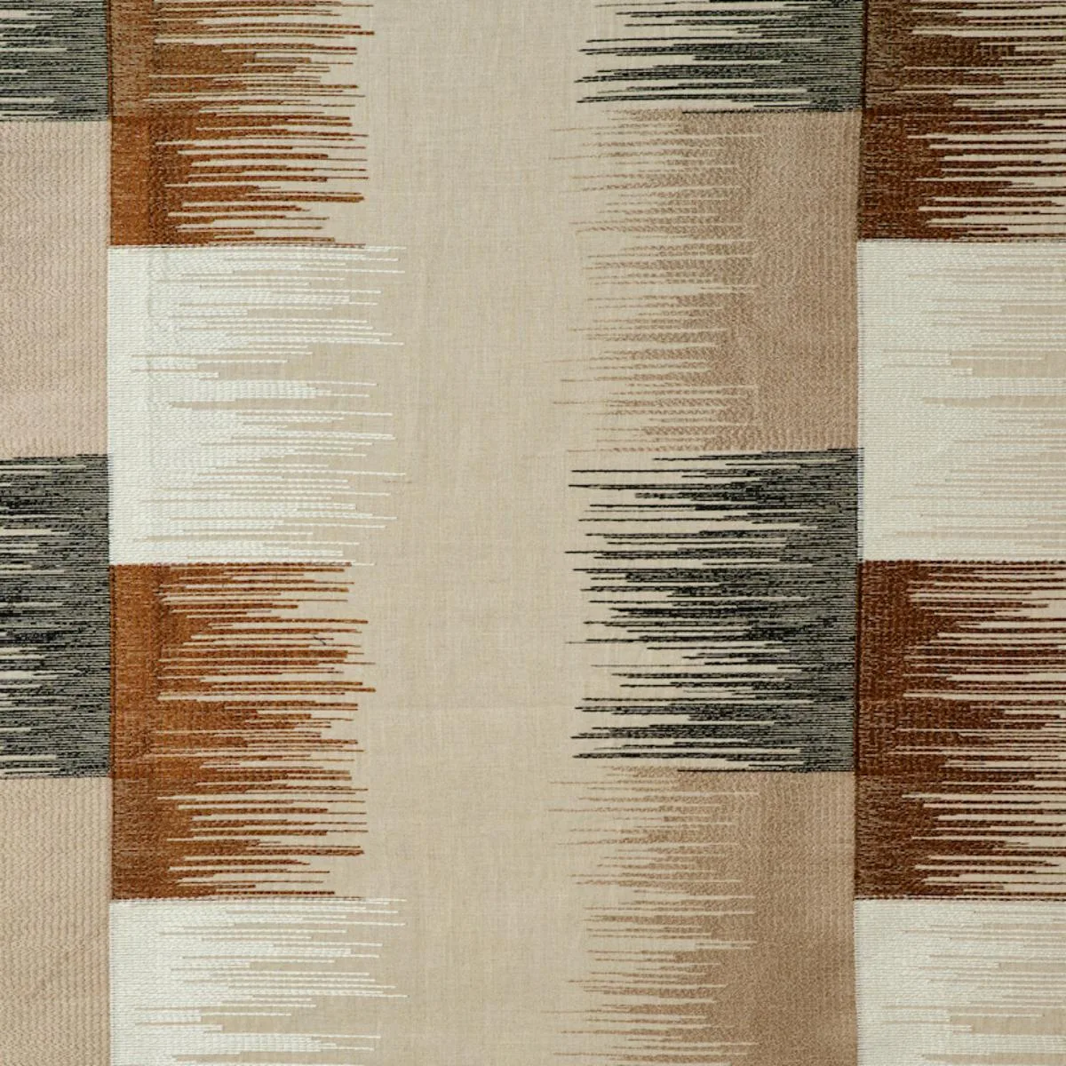 Schumacher 78400 Sunburst Stripe Embroidery Black & Neutral fabric swatch