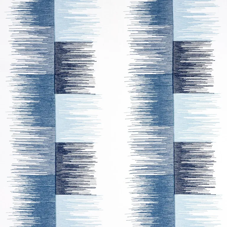 Schumacher 78404 Sunburst Stripe Embroidery Blue fabric swatch