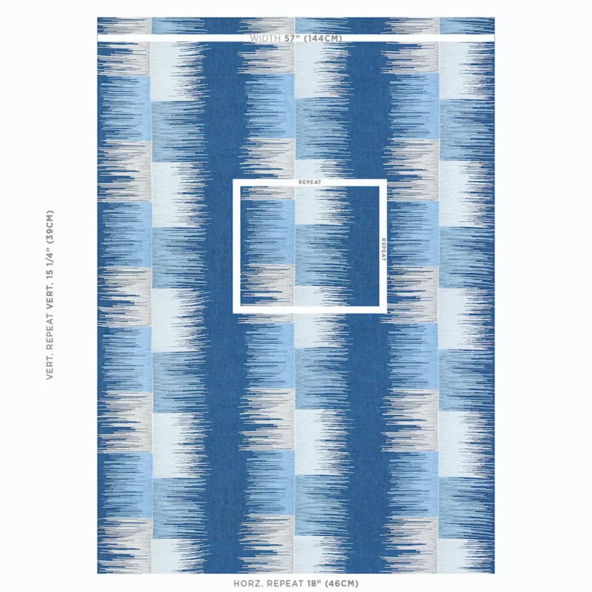 Schumacher 78402 Sunburst Stripe Embroidery Blues fabric swatch