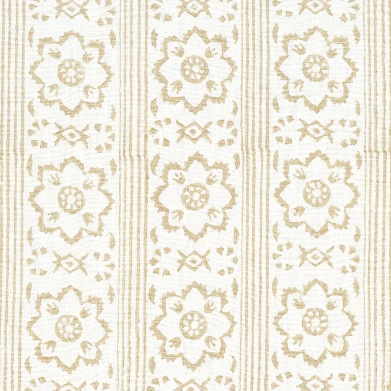 Schumacher 181322 Sunda Hand Block Print Neutral fabric swatch