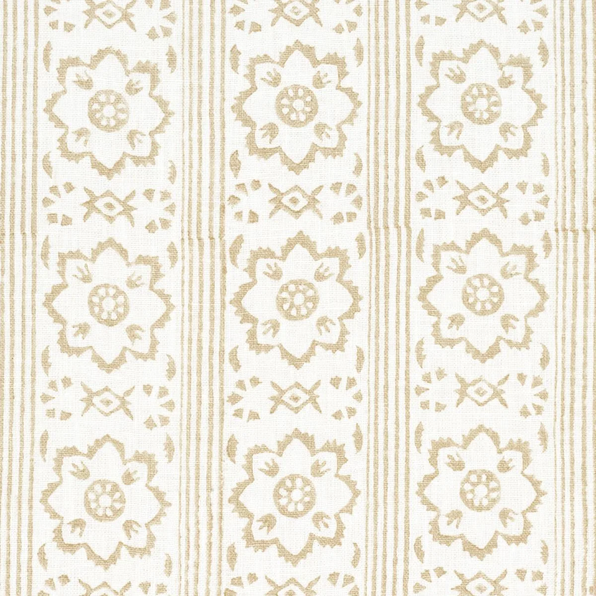 Schumacher 181322 Sunda Hand Block Print Neutral fabric swatch