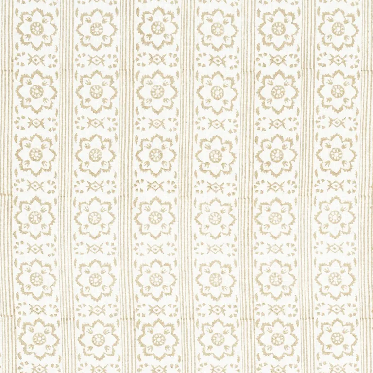 Schumacher 181322 Sunda Hand Block Print Neutral fabric swatch