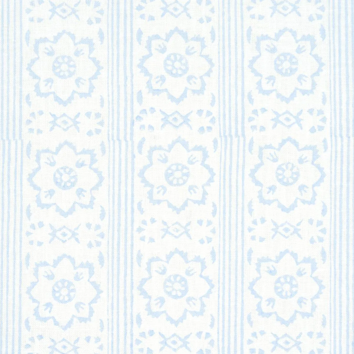 Schumacher 181320 Sunda Hand Block Print Sky fabric swatch
