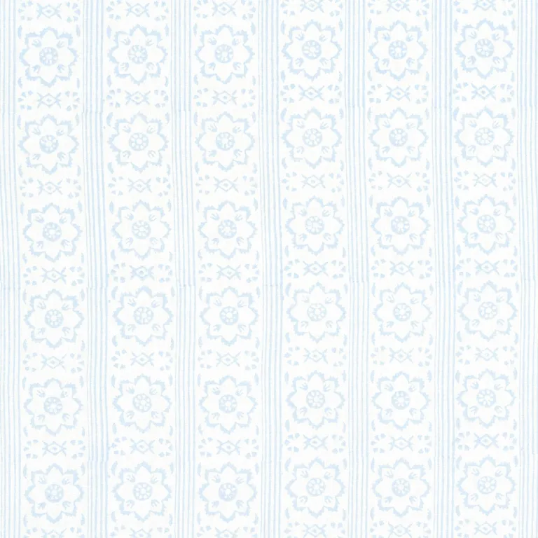 Schumacher 181320 Sunda Hand Block Print Sky fabric swatch
