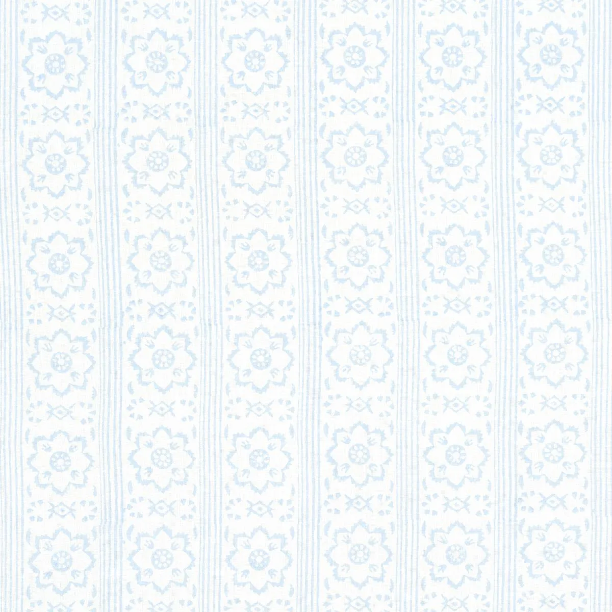 Schumacher 181320 Sunda Hand Block Print Sky fabric swatch