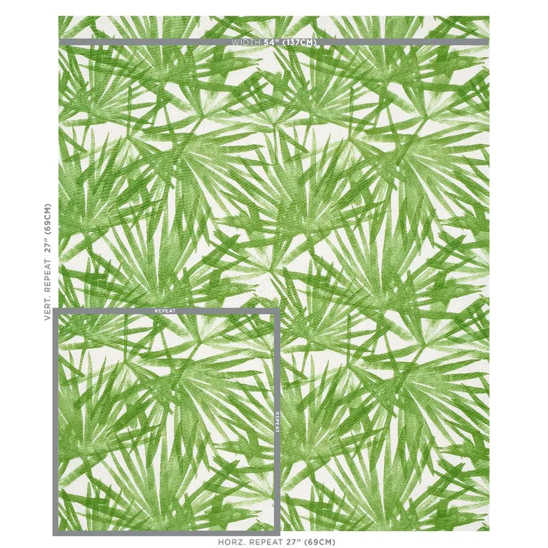 Schumacher 179601 Sunlit Palm Linen Green fabric swatch