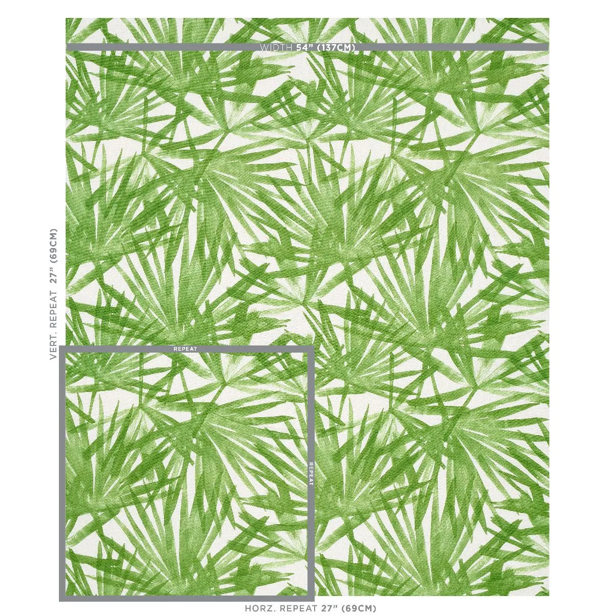 Schumacher 179601 Sunlit Palm Linen Green fabric swatch