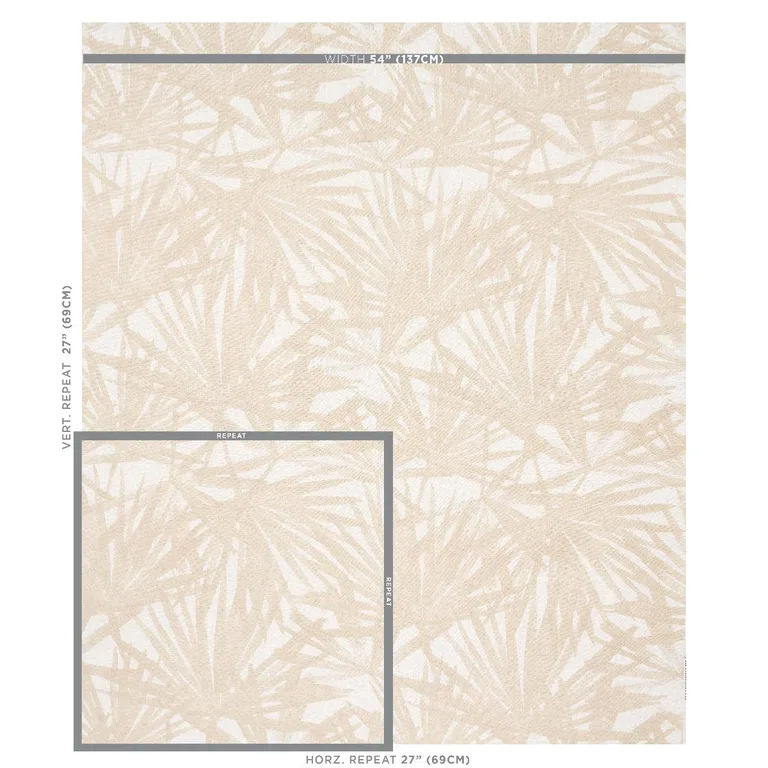 Schumacher 179603 Sunlit Palm Linen Sand fabric swatch