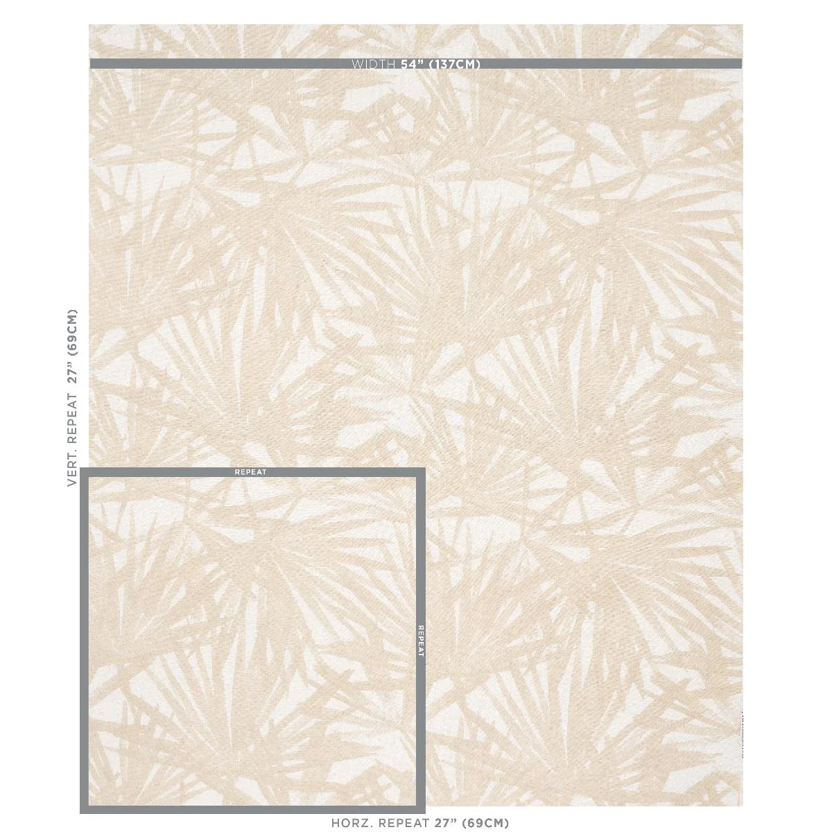 Schumacher 179603 Sunlit Palm Linen Sand fabric swatch