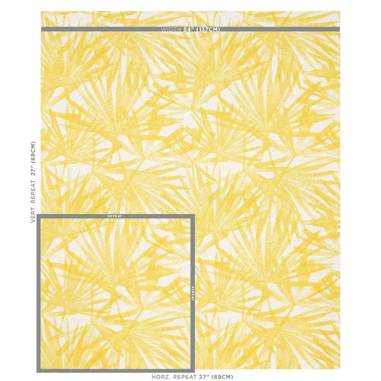 Schumacher 179602 Sunlit Palm Linen Yellow fabric swatch