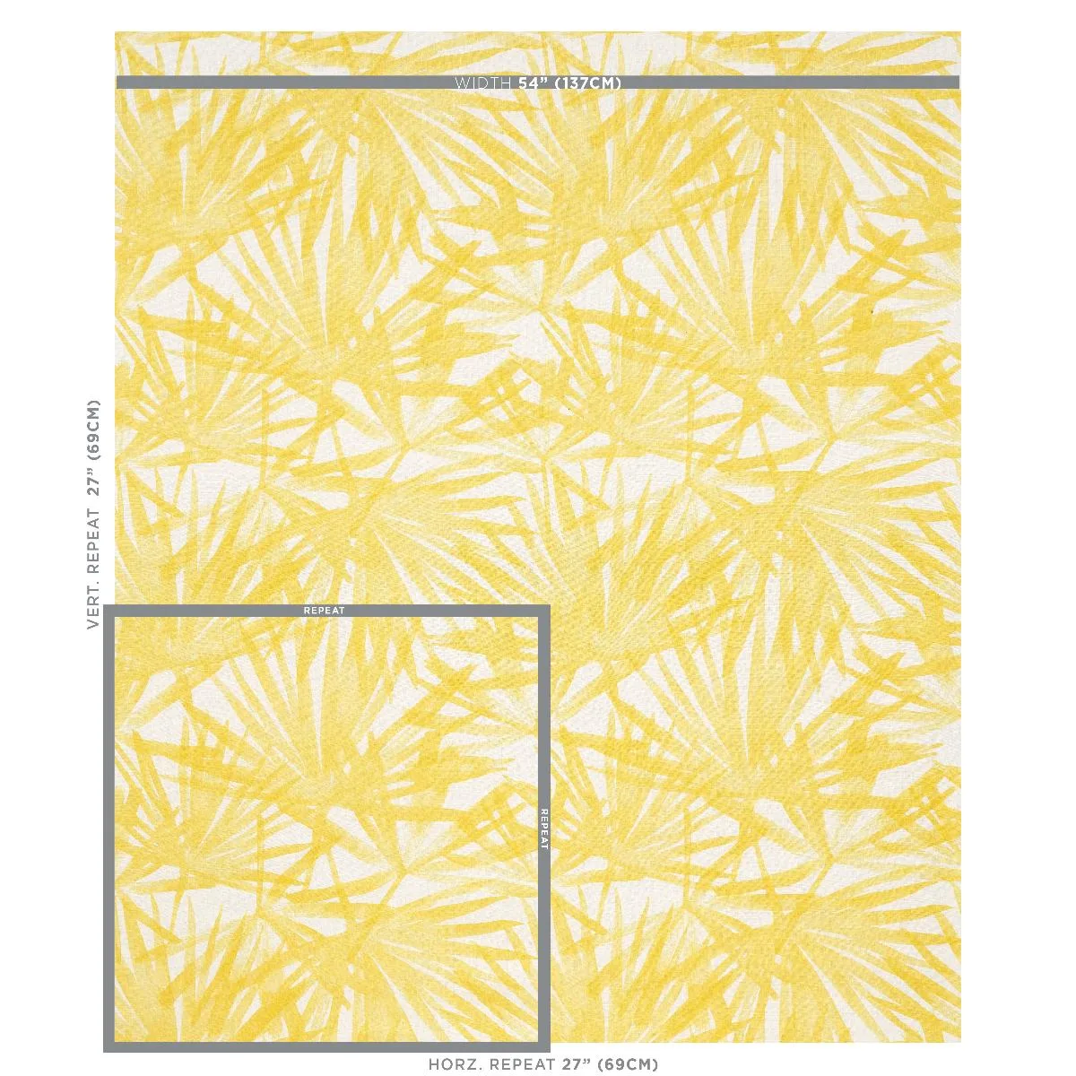Schumacher 179602 Sunlit Palm Linen Yellow fabric swatch