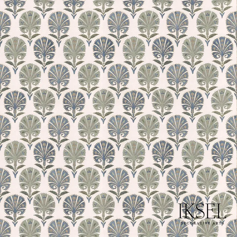 Schumacher RF501CR54 Suzani Carnation Blues fabric swatch