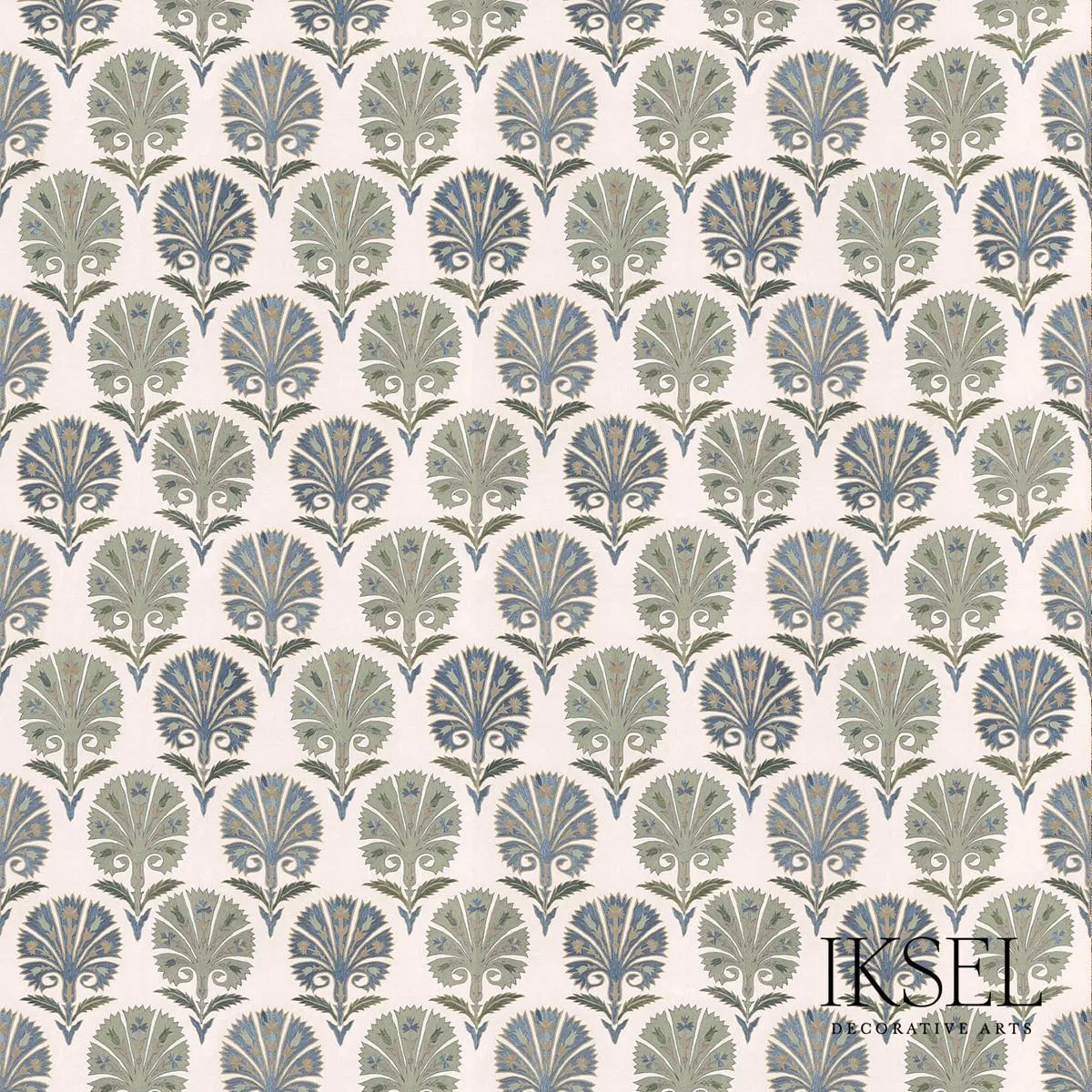 Schumacher RF501CR54 Suzani Carnation Blues fabric swatch