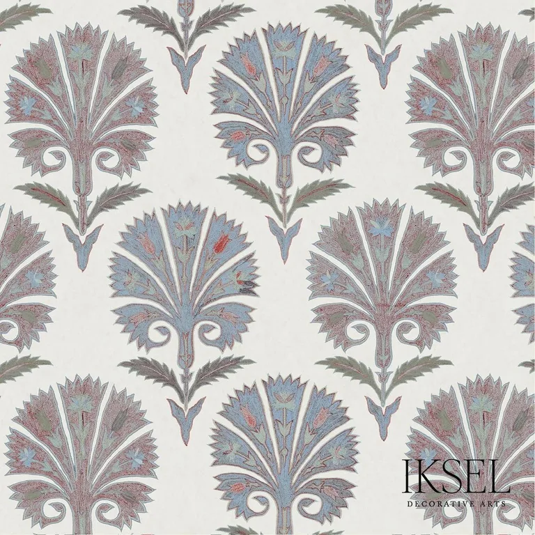 Schumacher RF501CR51 Suzani Carnation Nattier fabric swatch