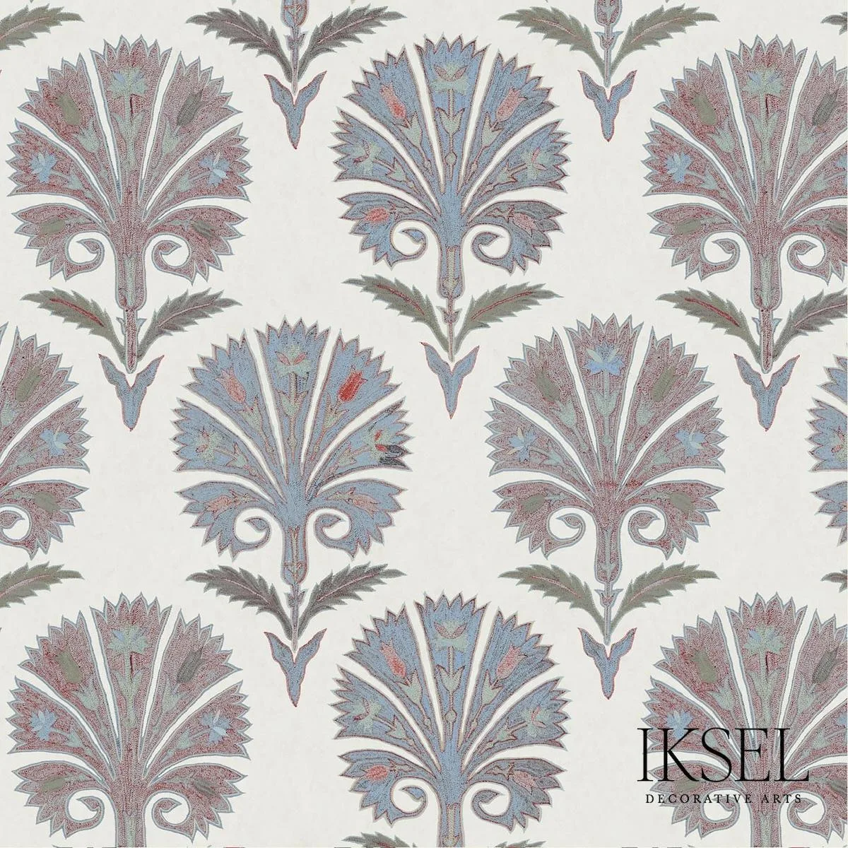 Schumacher RF501CR51 Suzani Carnation Nattier fabric swatch