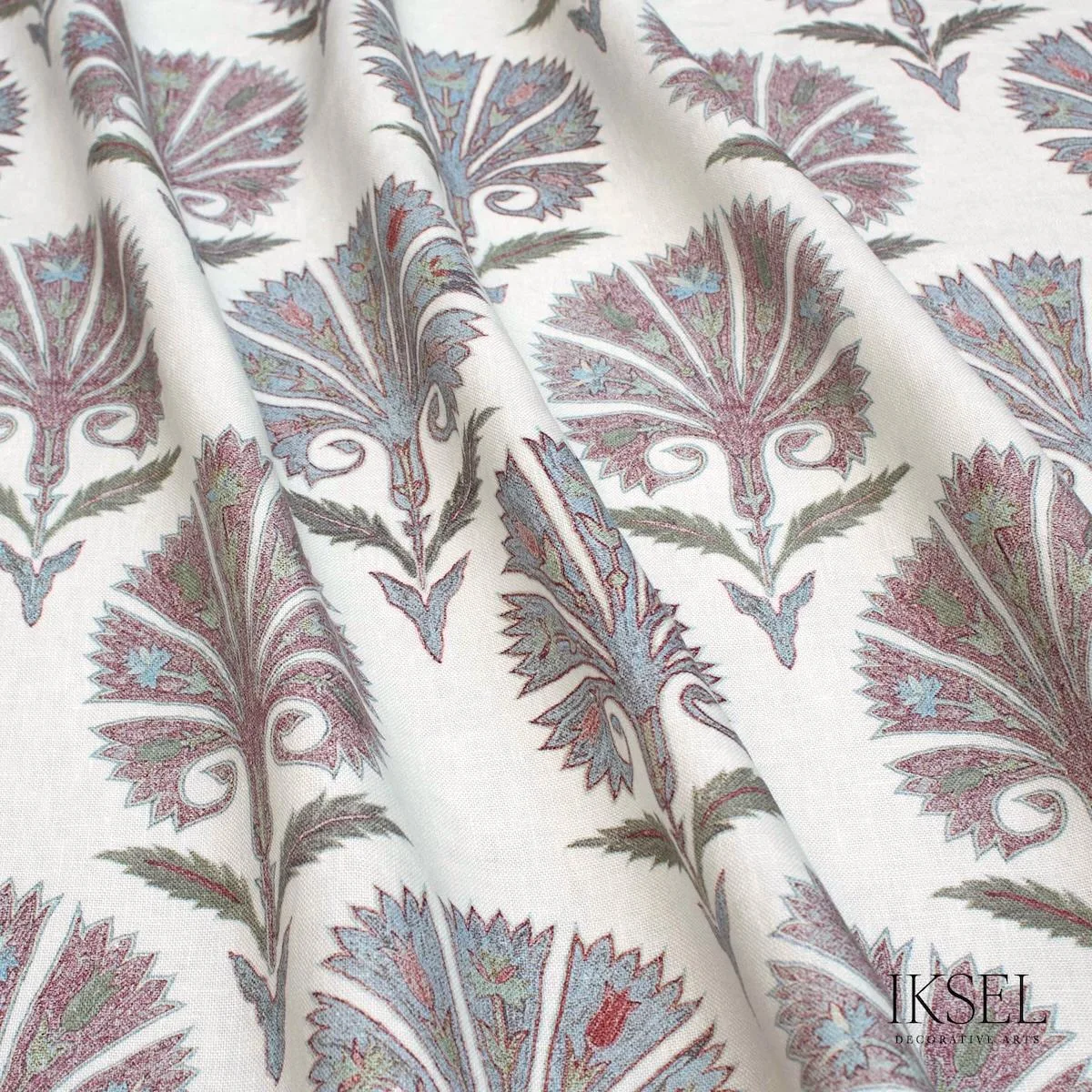 Schumacher RF501CR51 Suzani Carnation Nattier fabric swatch