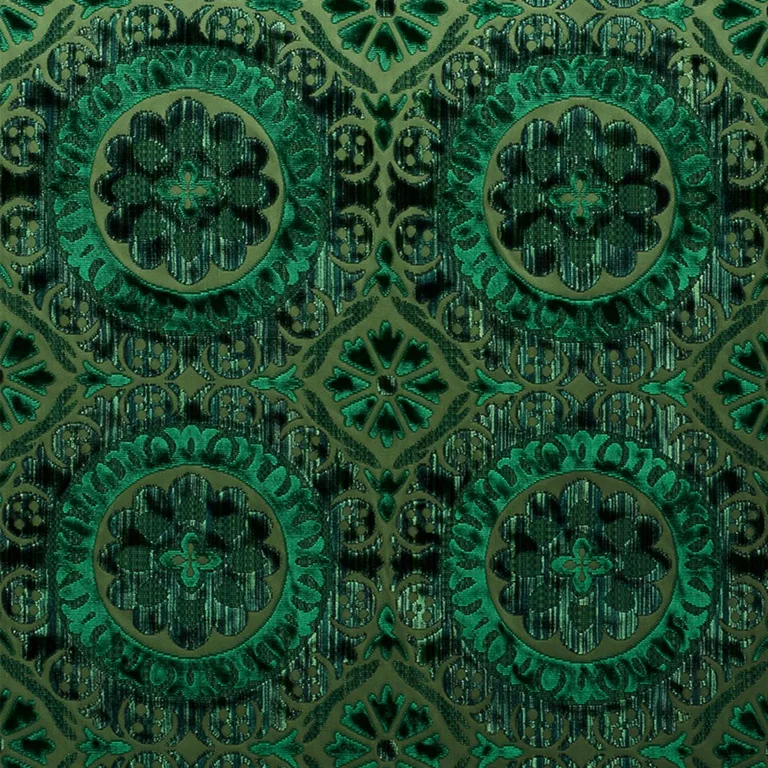 Schumacher 77641 Suzani Strie Velvet Emerald fabric swatch