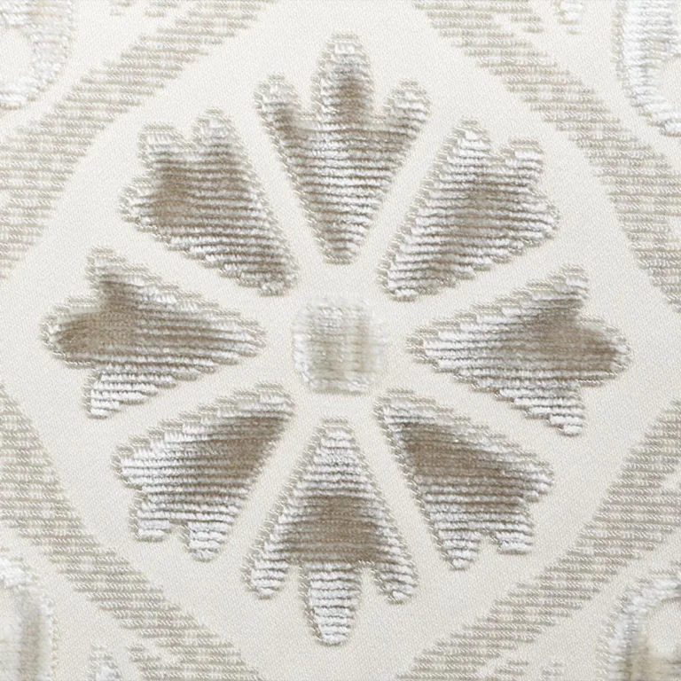 Schumacher 77642 Suzani Strie Velvet Pearl fabric swatch