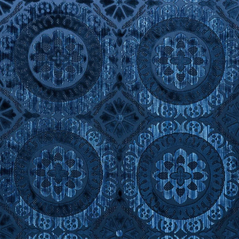 Schumacher 77640 Suzani Strie Velvet Sapphire fabric swatch
