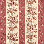 Schumacher 181740 Sylvain Floral Stripe Rouge fabric swatch