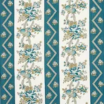 Schumacher 181741 Sylvain Floral Stripe Teal fabric swatch