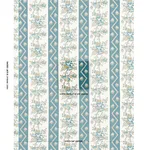 Schumacher 181741 Sylvain Floral Stripe Teal fabric swatch