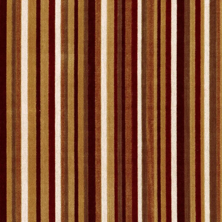 Schumacher 55322 Syncopated Velvet Stripe Bronze / Wine fabric swatch