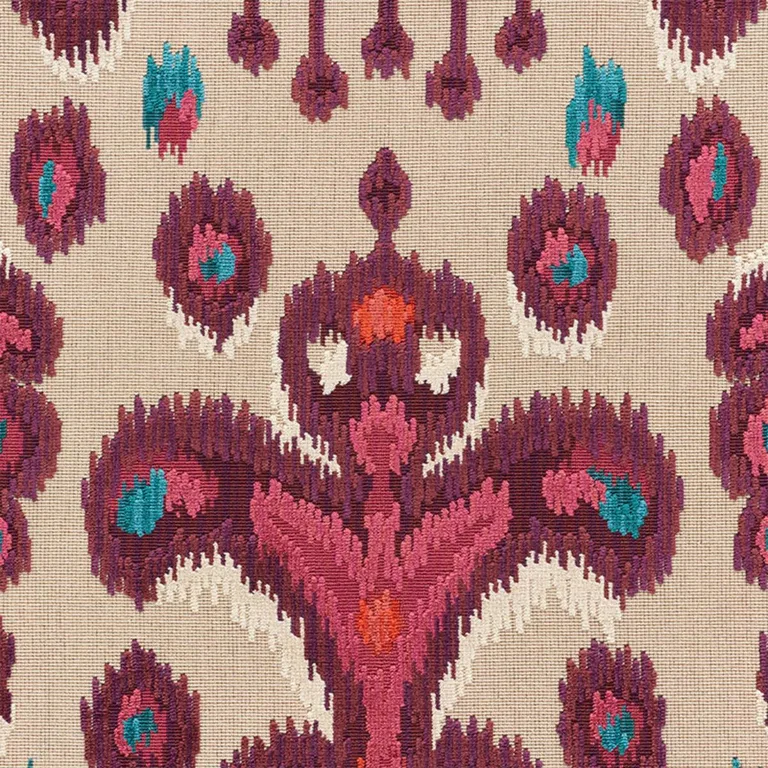 Schumacher 73931 Tabriz Ikat Velvet Aubergine fabric swatch