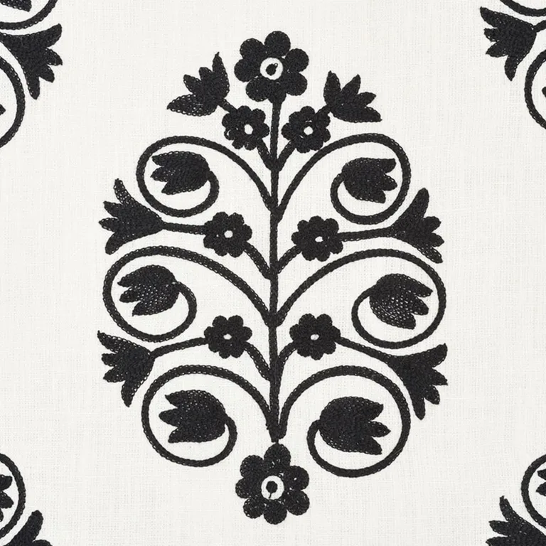 Schumacher 72090 Talitha Embroidery Blackwork fabric swatch