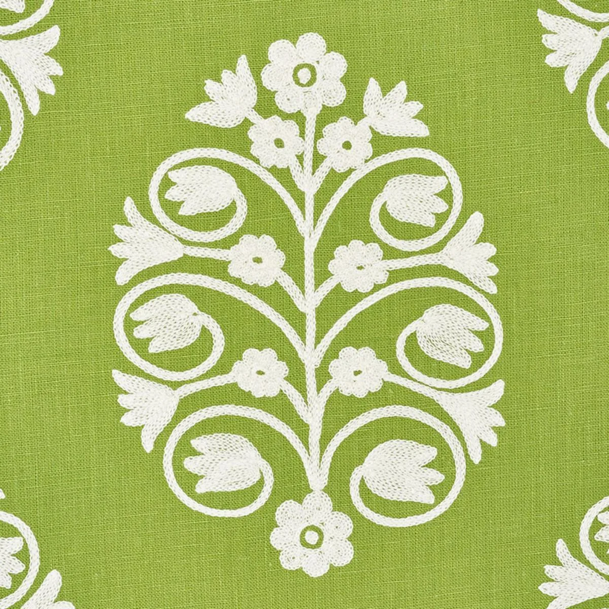 Schumacher 72092 Talitha Embroidery Leaf fabric swatch