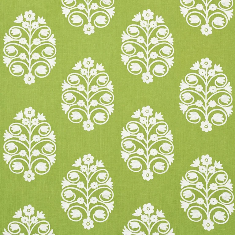 Schumacher 72092 Talitha Embroidery Leaf fabric swatch