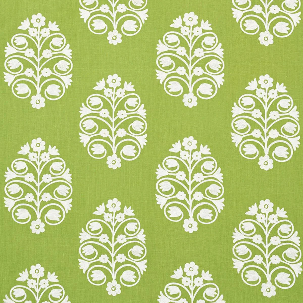 Schumacher 72092 Talitha Embroidery Leaf fabric swatch