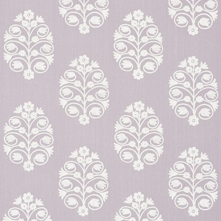 Schumacher 72091 Talitha Embroidery Wisteria fabric swatch