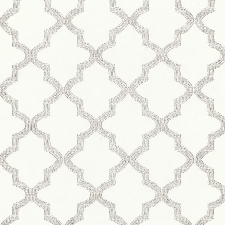 Schumacher 68343 Tangier Embroidery Silver fabric swatch