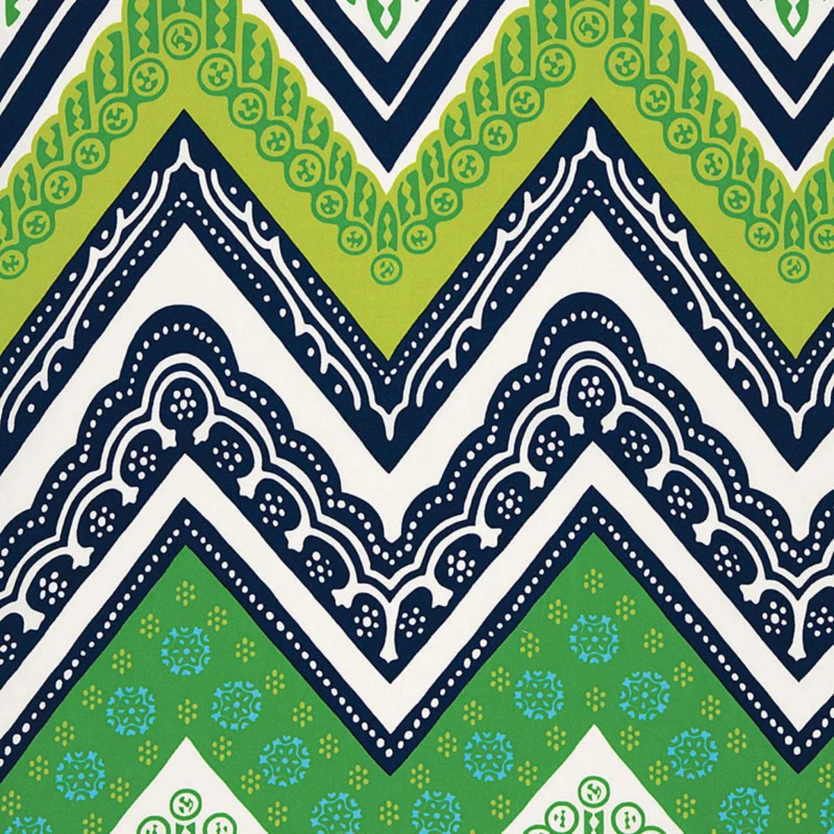 Schumacher 174741 Tangier Frame Print Sea Grass fabric swatch