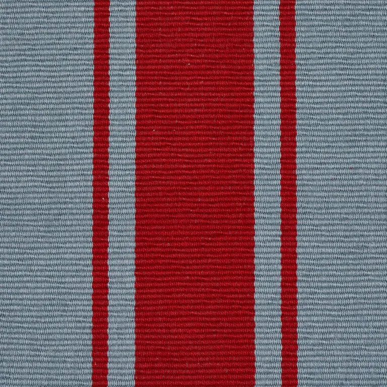 Schumacher 82272 Tangier Stripe Teal & Red fabric swatch